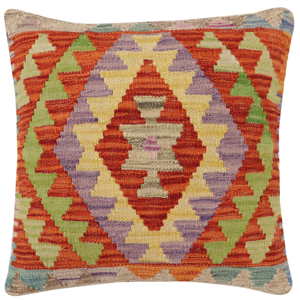 handmade Traditional Pillow Rust Blue Hand-Woven SQUARE 100% WOOL Hand woven turkish pillow2 x 2