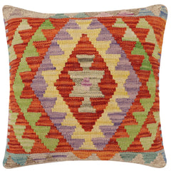 handmade Traditional Pillow Rust Blue Hand-Woven SQUARE 100% WOOL Hand woven turkish pillow2 x 2