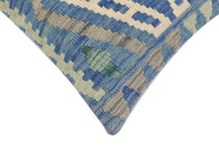handmade Traditional Pillow Blue Gray Hand-Woven SQUARE 100% WOOL Hand woven turkish pillow2 x 2