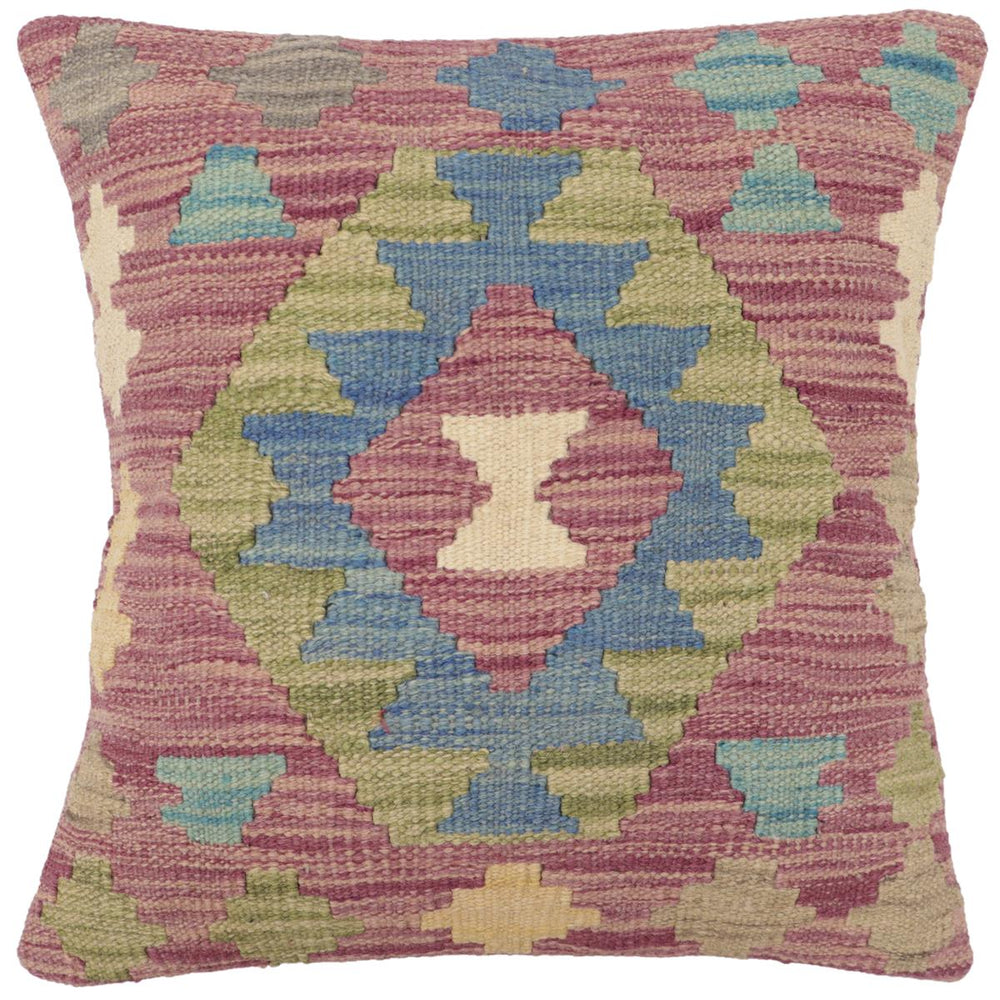 handmade Traditional Pillow Purple Blue Hand-Woven SQUARE 100% WOOL Hand woven turkish pillow 3 x 5