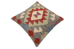 handmade Traditional Pillow Gray Red Hand-Woven SQUARE 100% WOOL Hand woven turkish pillow2 x 2