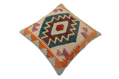 handmade Traditional Pillow Blue Rust Hand-Woven SQUARE 100% WOOL Hand woven turkish pillow2 x 2
