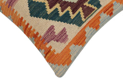 handmade Traditional Pillow Blue Rust Hand-Woven SQUARE 100% WOOL Hand woven turkish pillow2 x 2