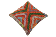 handmade Traditional Pillow Rust Blue Hand-Woven SQUARE 100% WOOL Hand woven turkish pillow 2 x 2