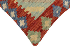 handmade Traditional Pillow Rust Blue Hand-Woven SQUARE 100% WOOL Hand woven turkish pillow2 x 2