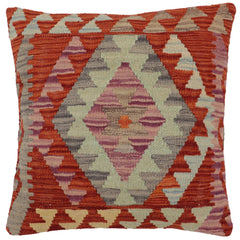 handmade Traditional Pillow Rust Blue Hand-Woven SQUARE 100% WOOL Hand woven turkish pillow2 x 2