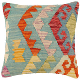 16x18 hand woven kilim throw pillow in blue, rust and red - Tribal Gould
