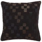 18x18 hand woven kilim throw pillow in black, blue and gray - Boho Chic Bonilla