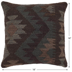handmade Traditional Pillow Brown Purple Hand-Woven SQUARE 100% WOOL Hand woven turkish pillow2 x 2