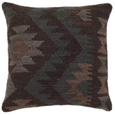 18x18 hand woven kilim throw pillow in brown, purple and green - Bohemian Peck
