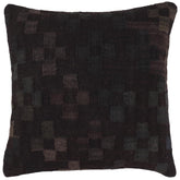 18x18 hand woven kilim throw pillow in black, green and purple - Boho Chic Lutz