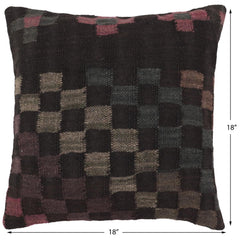 handmade Traditional Pillow Black Green Hand-Woven SQUARE 100% WOOL Hand woven turkish pillow2 x 2