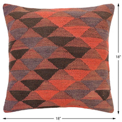 handmade Traditional Pillow Red Brown Hand-Woven SQUARE 100% WOOL Hand woven turkish pillow2 x 2