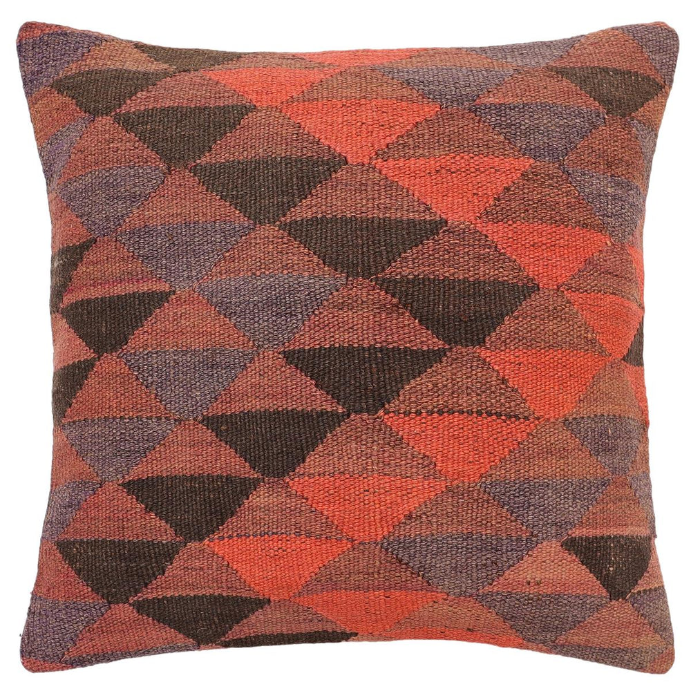 handmade Traditional Pillow Red Brown Hand-Woven SQUARE 100% WOOL Hand woven turkish pillow2 x 2