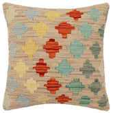 18x18 hand woven kilim throw pillow in purple, rust and blue - Bohemian Samuel