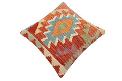 handmade Traditional Pillow Rust Blue Hand-Woven SQUARE 100% WOOL Hand woven turkish pillow2 x 2