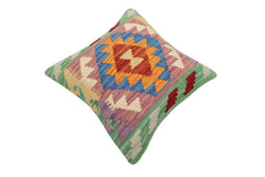 handmade Traditional Pillow Rust Blue Hand-Woven SQUARE 100% WOOL Hand woven turkish pillow2 x 2