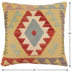handmade Traditional Pillow Gold Red Hand-Woven SQUARE 100% WOOL Hand woven turkish pillow PILLOW
