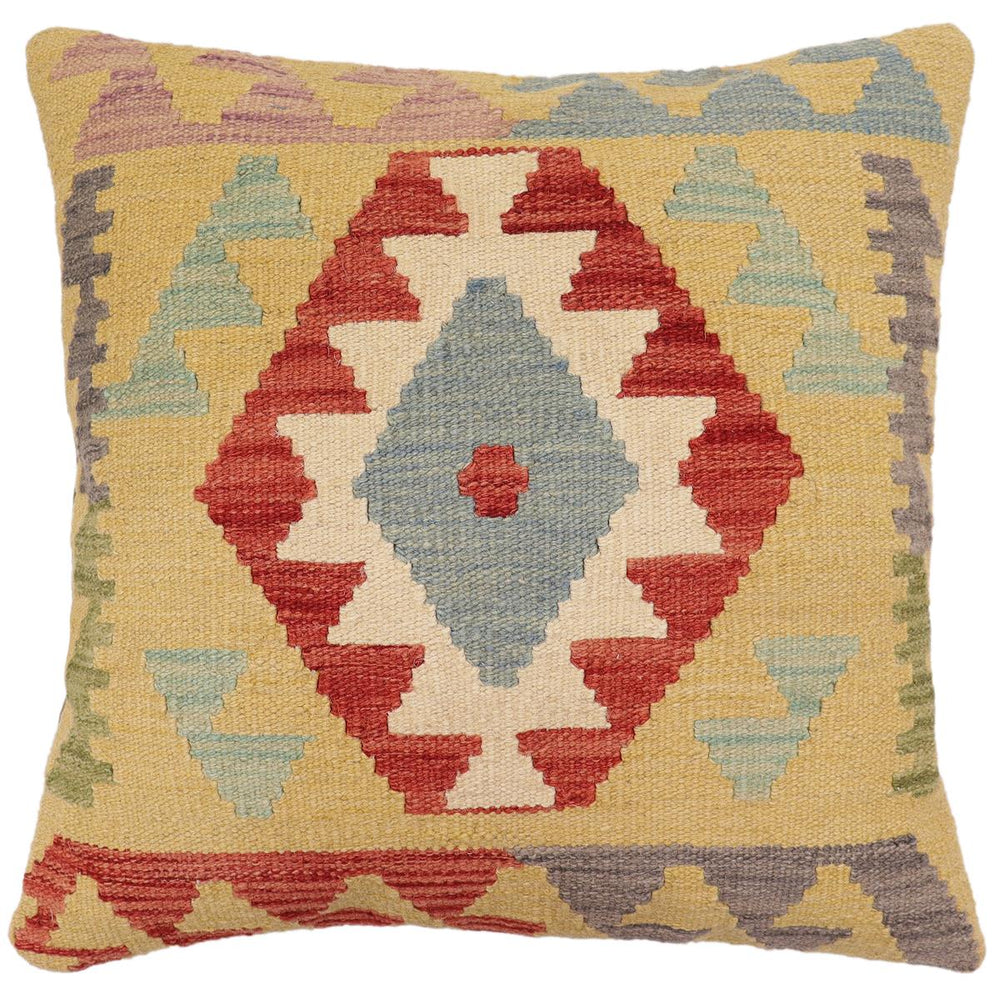 handmade Traditional Pillow Gold Red Hand-Woven SQUARE 100% WOOL Hand woven turkish pillow PILLOW