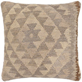 18x18 hand woven kilim throw pillow in beige, gray and brown - Boho Chic Jeffrey
