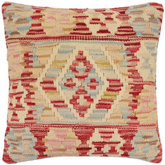 handmade Traditional Pillow Red Blue Hand-Woven SQUARE 100% WOOL Hand woven turkish pillow2 x 2