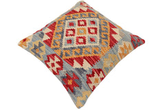 handmade Traditional Pillow Blue Red Hand-Woven SQUARE 100% WOOL Hand woven turkish pillow2 x 2