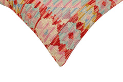 handmade Traditional Pillow Red Beige Hand-Woven SQUARE 100% WOOL Hand woven turkish pillow 2 x 2
