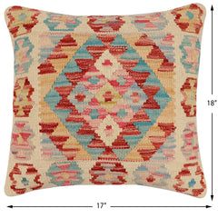 handmade Traditional Pillow Beige Rust Hand-Woven SQUARE 100% WOOL Hand woven turkish pillow 2 x 2