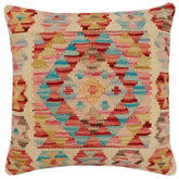 handmade Traditional Pillow Beige Rust Hand-Woven SQUARE 100% WOOL Hand woven turkish pillow 2 x 2