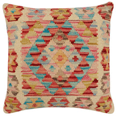 handmade Traditional Pillow Beige Rust Hand-Woven SQUARE 100% WOOL Hand woven turkish pillow 2 x 2