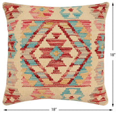 handmade Traditional Pillow Beige Rust Hand-Woven SQUARE 100% WOOL Hand woven turkish pillow2 x 2