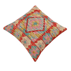 handmade Traditional Pillow Rust Blue Hand-Woven SQUARE 100% WOOL Hand woven turkish pillow2 x 2
