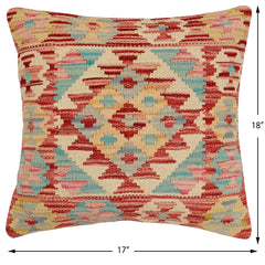 handmade Traditional Pillow Rust Blue Hand-Woven SQUARE 100% WOOL Hand woven turkish pillow 2 x 2