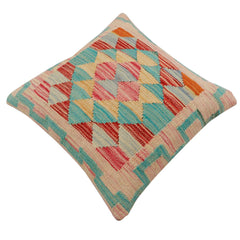 handmade Traditional Pillow Rust Blue Hand-Woven SQUARE 100% WOOL Hand woven turkish pillow 2 x 2