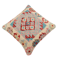 handmade Traditional Pillow Red Blue Hand-Woven SQUARE 100% WOOL Hand woven turkish pillow2 x 2