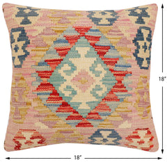 handmade Traditional Pillow Red Blue Hand-Woven SQUARE 100% WOOL Hand woven turkish pillow2 x 2