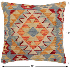 handmade Traditional Pillow Blue Beige Hand-Woven SQUARE 100% WOOL Hand woven turkish pillow2 x 2