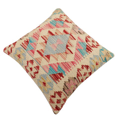 handmade Traditional Pillow Beige Red Hand-Woven SQUARE 100% WOOL Hand woven turkish pillow 2 x 2