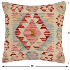 handmade Traditional Pillow Beige Red Hand-Woven SQUARE 100% WOOL Hand woven turkish pillow2 x 2
