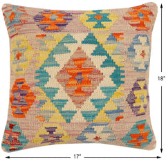 handmade Traditional Pillow Rust Blue Hand-Woven SQUARE 100% WOOL Hand woven turkish pillow 2 x 2