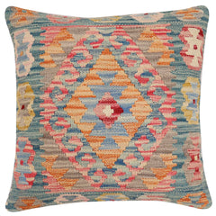 handmade Traditional Pillow Blue Red Hand-Woven SQUARE 100% WOOL Hand woven turkish pillow2 x 2