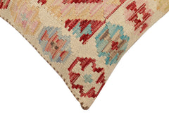 handmade Traditional Pillow Beige Red Hand-Woven SQUARE 100% WOOL Hand woven turkish pillow2 x 2