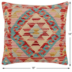 handmade Traditional Pillow Red Blue Hand-Woven SQUARE 100% WOOL Hand woven turkish pillow2 x 2