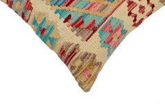 handmade Traditional Pillow Beige Red Hand-Woven SQUARE 100% WOOL Hand woven turkish pillow 2 x 2