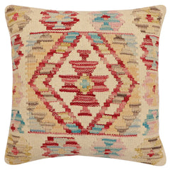 handmade Traditional Pillow Beige Red Hand-Woven SQUARE 100% WOOL Hand woven turkish pillow2 x 2