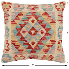 handmade Traditional Pillow Red Blue Hand-Woven SQUARE 100% WOOL Hand woven turkish pillow 2 x 2