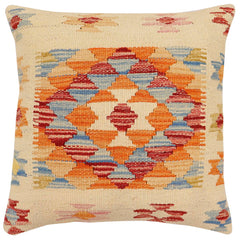 handmade Traditional Pillow Beige Rust Hand-Woven SQUARE 100% WOOL Hand woven turkish pillow2 x 2