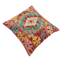 handmade Traditional Pillow Red Blue Hand-Woven SQUARE 100% WOOL Hand woven turkish pillow 2 x 2