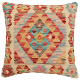 handmade Traditional Pillow Red Blue Hand-Woven SQUARE 100% WOOL Hand woven turkish pillow 2 x 2