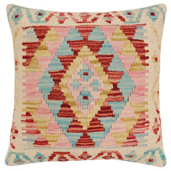 handmade Traditional Pillow Beige Rust Hand-Woven SQUARE 100% WOOL Hand woven turkish pillow2 x 2